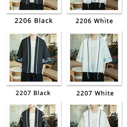 Japan Samurai Shirt uomo ricamato Kimono giapponese manica corta Cardigan uomo estate sottile moda Casual Yukata Cardigan Top uomo