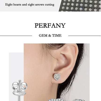 PERFANY 0.5CT-2CT Heart-Shaped Cut Moissanite Earrings For Women S925 Pure Silver Simulated Diamond Earrings Fashion Jewelry PlatiNum