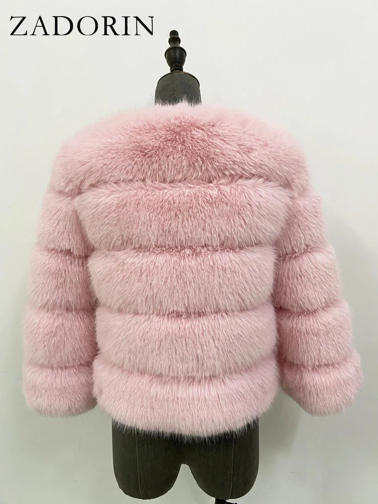ZADORIN Children Faux Fox Fur Coat Winter Fashion Long Sleeve Warm Kids Fur Coats Outerwears Fake Fur Jacket Children Clothes