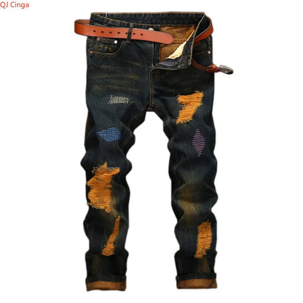 2026 Men's Dark Blue Jeans, Vintage Fashion Casual Trousers, Denim Pants Asian Sizes 29-38, 40, 42. PlatiNum