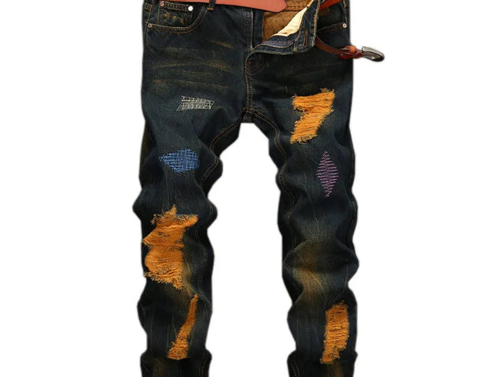2026 Men's Dark Blue Jeans, Vintage Fashion Casual Trousers, Denim Pants Asian Sizes 29-38, 40, 42. PlatiNum