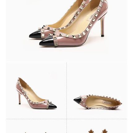 Tacchi Alti con Rivetti alla Moda 2026, Tacchi Alti Bicolore, Tacchi a Spillo da Donna, Scarpe Singole, Scarpe da Donna Sexy a Punta platinumshop