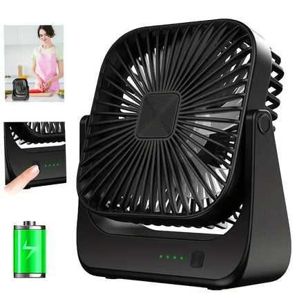 Ventilatore da Tavolo Portatile Ricaricabile, Ventilatore da Scrivania a Batteria, Silenzioso e Sottile con Display di Potenza e Velocità per Ufficio