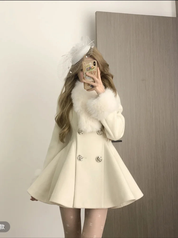 New Thicked Warm Jackets Y2k Slim Waist Subcultural American Tops Mujer Overcoat Woolen Coat Women 2026 Autumn Winter