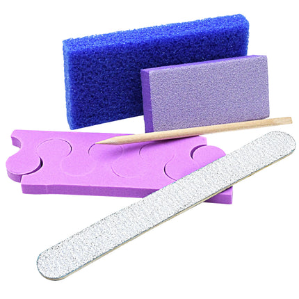 600 Sets/Carton Disposable Pedicure Sets 5Pcs Disposal Pedicura Kit With Cuticle Wood Stickfor Professional Nail Salon Tools