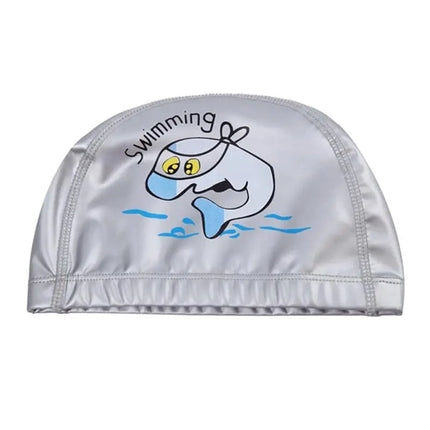Cuffia da nuoto per bambini Tessuto PU impermeabile Simpatico cartone animato Animale Delfino Proteggi le orecchie Capelli lunghi Ragazzi Ragazze Cuffia da piscina Cappello