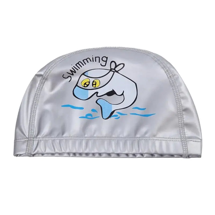 Cuffia da nuoto per bambini Tessuto PU impermeabile Simpatico cartone animato Animale Delfino Proteggi le orecchie Capelli lunghi Ragazzi Ragazze Cuffia da piscina Cappello