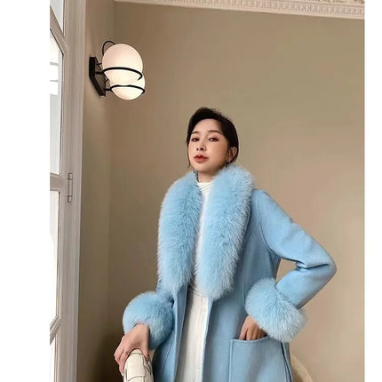 Luxury 2025 Real Fox Fur Collar And Cuffs Set for Women Winter Neck Warmer Fashion Scarf ShawlS Wrap Combo Large Size Furry Fur