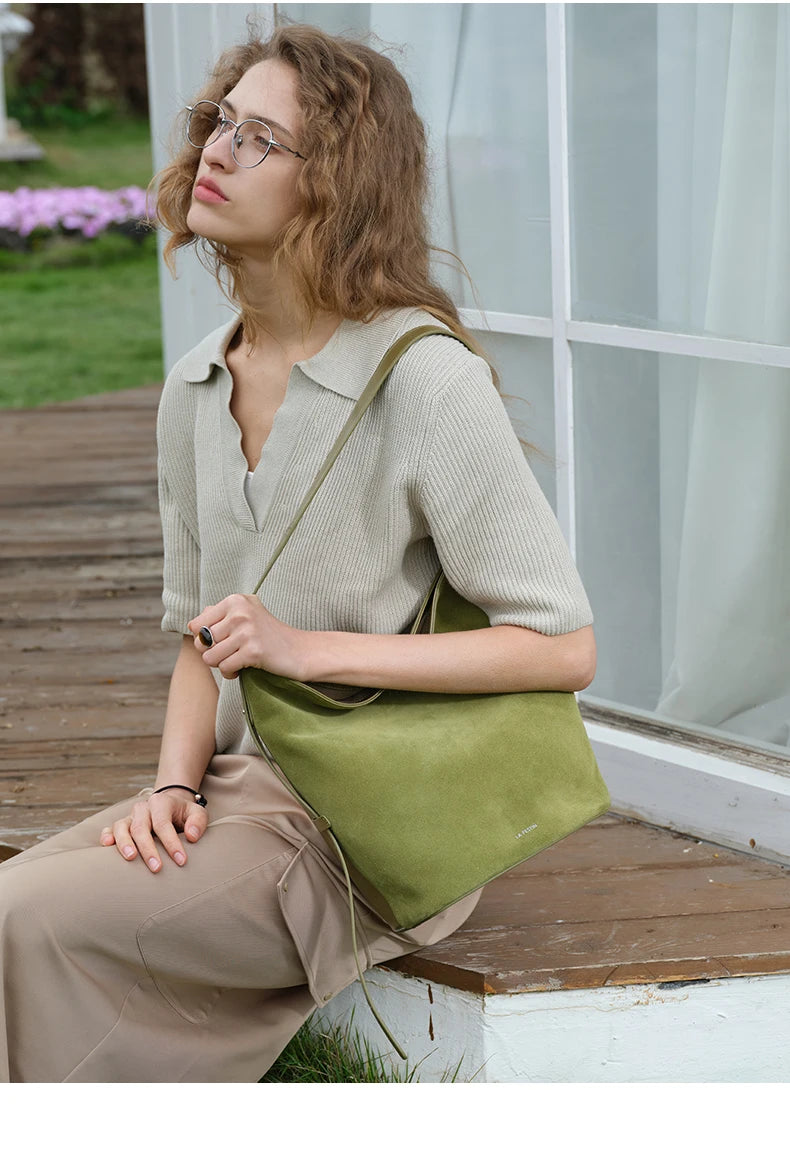 LA FESTIN Original Brand Suede Bag Designer Luxury Bag Bucket Bag Shoulder Crossbody Bag Handbag Women Autumn and Winter Bags