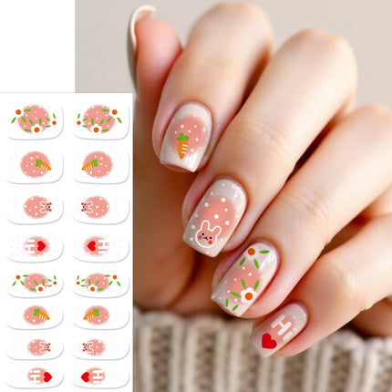 16Tips Semi Cured Leopard Print Gel Nail Stickers Chic Maillard Color Nail Strips Patch Self-adhesive UV Lamp Need Press On Nail