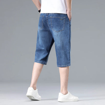 Nuovi Pantaloncini in Denim Sottili da Uomo Estate 2026, Morbidi e Confortevoli, Effetto Seta Ghiaccio, Vestibilità Ampia, Blu Chiaro e Blu Scuro, Taglie Grandi
