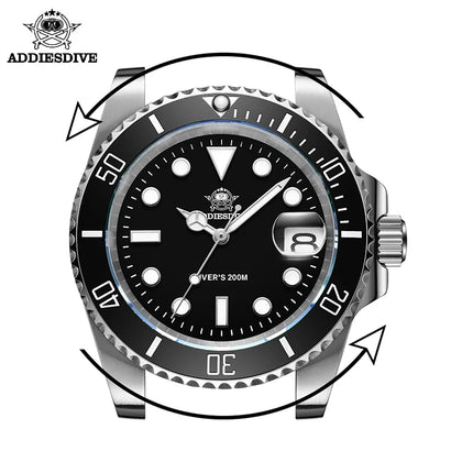 ADDIESDIVE Men's Classic Watch with Ceramic Bezel 200m Water Resistant Casual Quartz Watch BGW9 Blue Luminous Gift Watch MY-H3-2