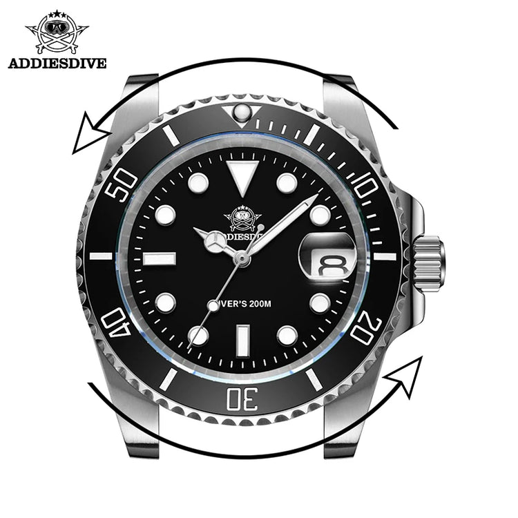 ADDIESDIVE Men's Classic Watch with Ceramic Bezel 200m Water Resistant Casual Quartz Watch BGW9 Blue Luminous Gift Watch MY-H3-2