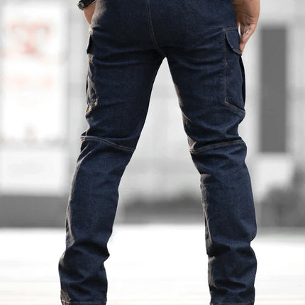 Men's Tactical Jeans Military Denim Cargo Pants Multi-pocket Elastic Casual  Work Trousers Outdoor Combat Training Hiking Pants