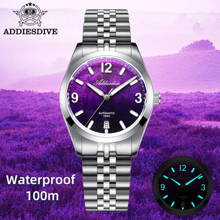 ADDIESDIVE 2026 New Men's Automatic Mechanical Watch 100m Waterproof Sapphire Crystal Calendar Super Luminous Dive Male Watches
