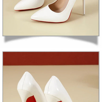 Scarpe da donna Tacchi alti rossi Décolleté sexy a punta da 12 cm Scarpe da sposa Scarpe da sposa Nude Colore nero Tacchi alti con fondo in gomma rossa platinumshop