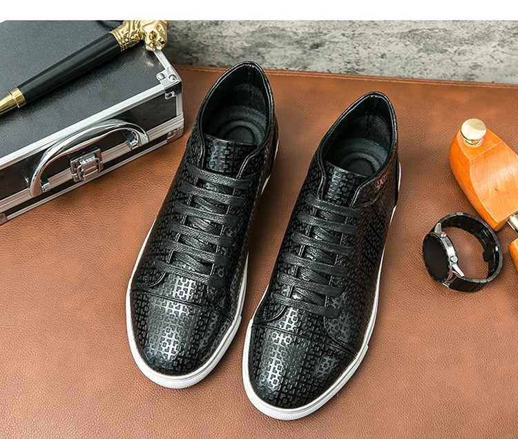 High-Quality Men Skateboard Shoes 2025 Fashion Large Size 46 Men's Leather Casual Shoes High Top Print Designer Luxury Shoes Man