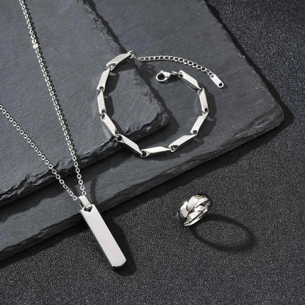 Set di 3 Collane con Barra Verticale per Uomo, Collana con Ciondolo in Acciaio Inossidabile Stile Hip Hop, Set di Gioielli alla Moda Regalo per Lui platinumshop