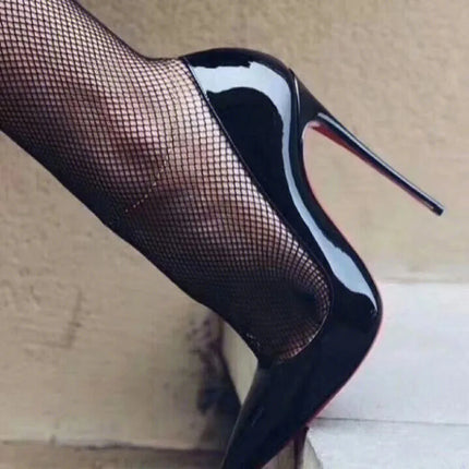 HLTINO nero punta a punta tacchi inferiori rossi moda donna primavera estate décolleté scarpe in vera pelle per scarpe da donna da festa quotidiana