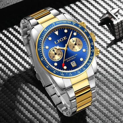 LIGE Nuovi orologi da uomo Orologi da polso al quarzo da uomo di lusso delle migliori marche Cronografo sportivo impermeabile e luminoso Relogio Masculino+BOX platinumshop
