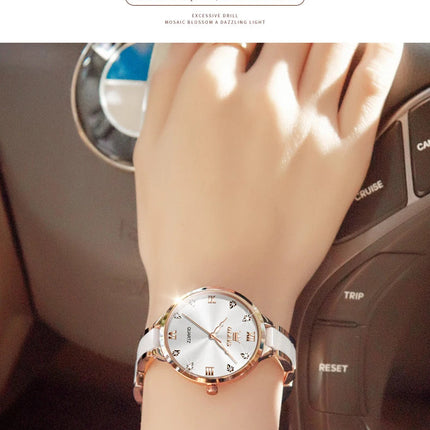 Orologio da donna OLEVS 5872, elegante orologio al quarzo con cinturino in ceramica e acciaio, impermeabile, per donna. platinumshop