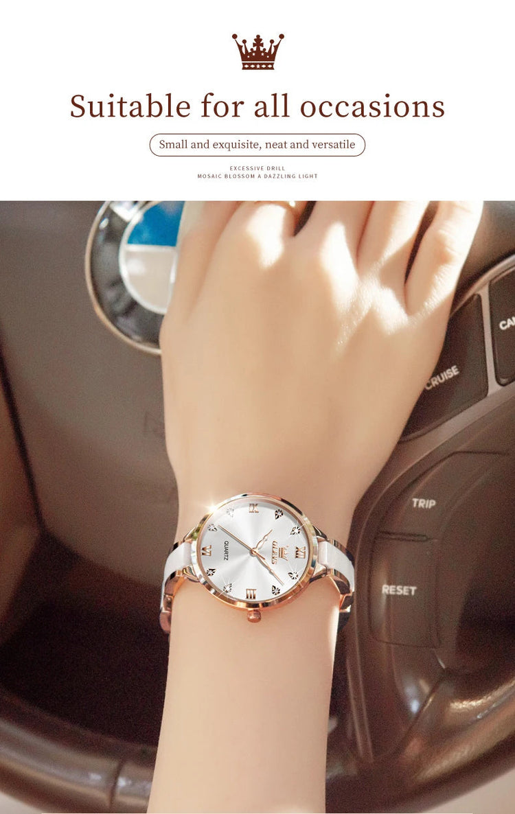 Orologio da donna OLEVS 5872, elegante orologio al quarzo con cinturino in ceramica e acciaio, impermeabile, per donna. platinumshop