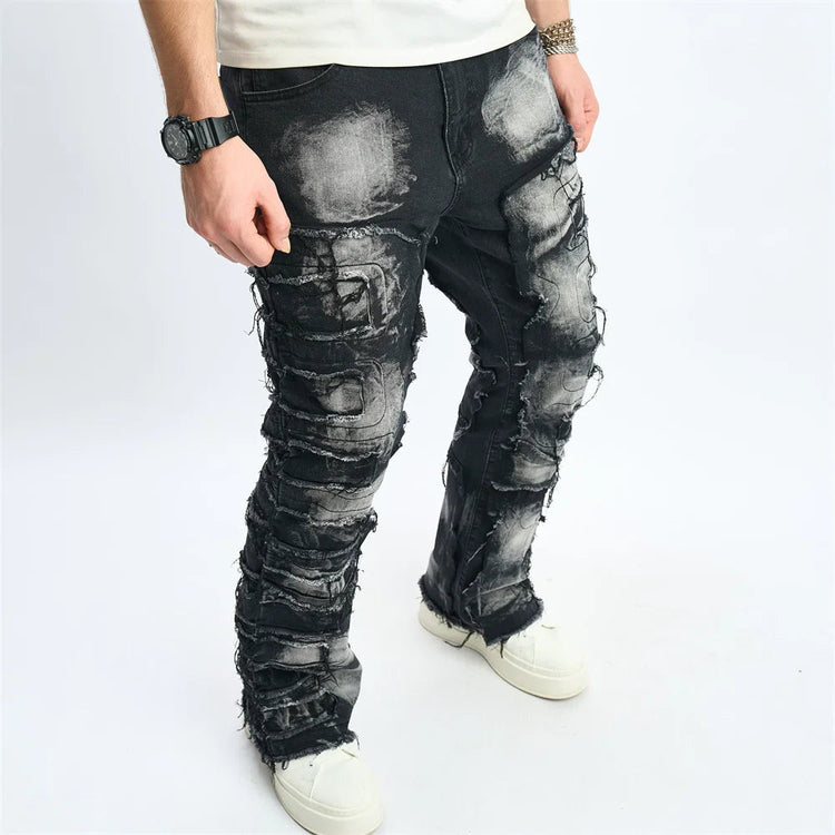 Denim Pants Men Ripped Distressed Washed Fashion Designer Male Denim Trousers Street Style Men's Slim Biker Jeans PlatiNum