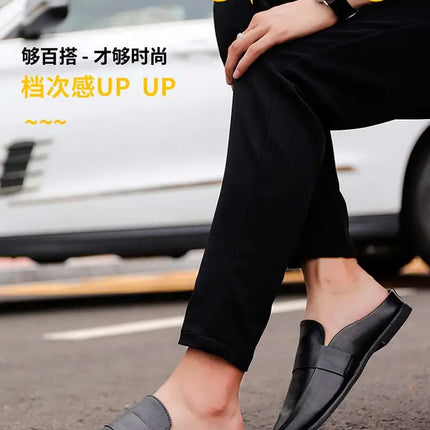 Mezze mocassini da uomo in pelle estiva pantofole mocassino Slides muli traspiranti per uomo Outdoor leggero Casual mezze scarpe 2023