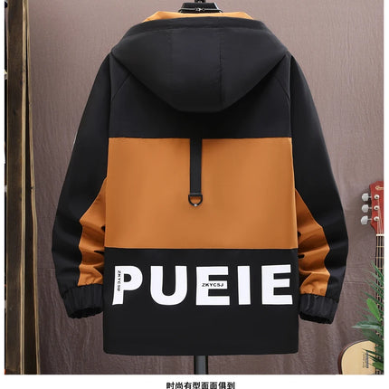 Fashion Men's Hooded Jackets 2026 Spring Autumn Youth High Streetwear Loose Casual Coat Outdoor Zipper Windbreaker Tops Clothing