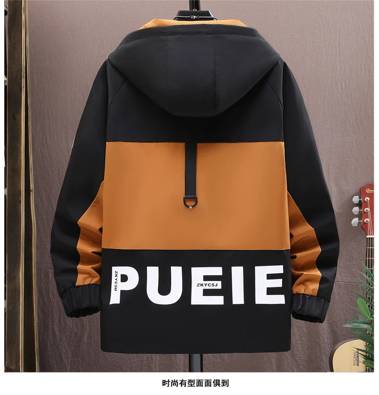 Fashion Men's Hooded Jackets 2026 Spring Autumn Youth High Streetwear Loose Casual Coat Outdoor Zipper Windbreaker Tops Clothing