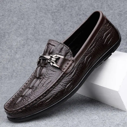 Nuove Scarpe Casual da Uomo con Suola Morbida, Modello Alligatore, Scarpe Formali da Lavoro, Punta Rotonda, Suola in Gomma