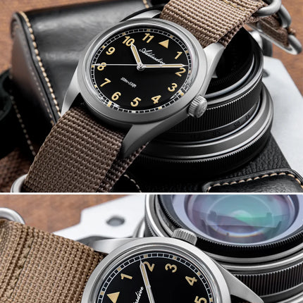 ADDIESDIVE 36mm Men's Analog Watch Bubble Mirror Glass 100m Waterproof Luminous Watch Simple Men Quartz Watches with Nylon Strap