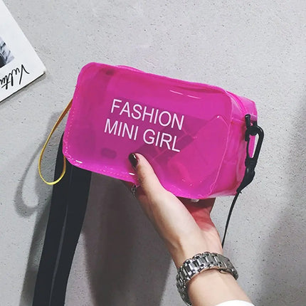 Borsa a Tracolla Trasparente con Effetto Laser per Donne, Mini Borsa Messenger alla Moda in PVC Colorato, Piccola Borsa Tote