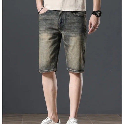 2025 Estate Marca Stretch Sottile Bermuda Masculina Cotone Denim Jeans Jorts Uomo Al Ginocchio Morbido Ropa Hombre Pantaloncini