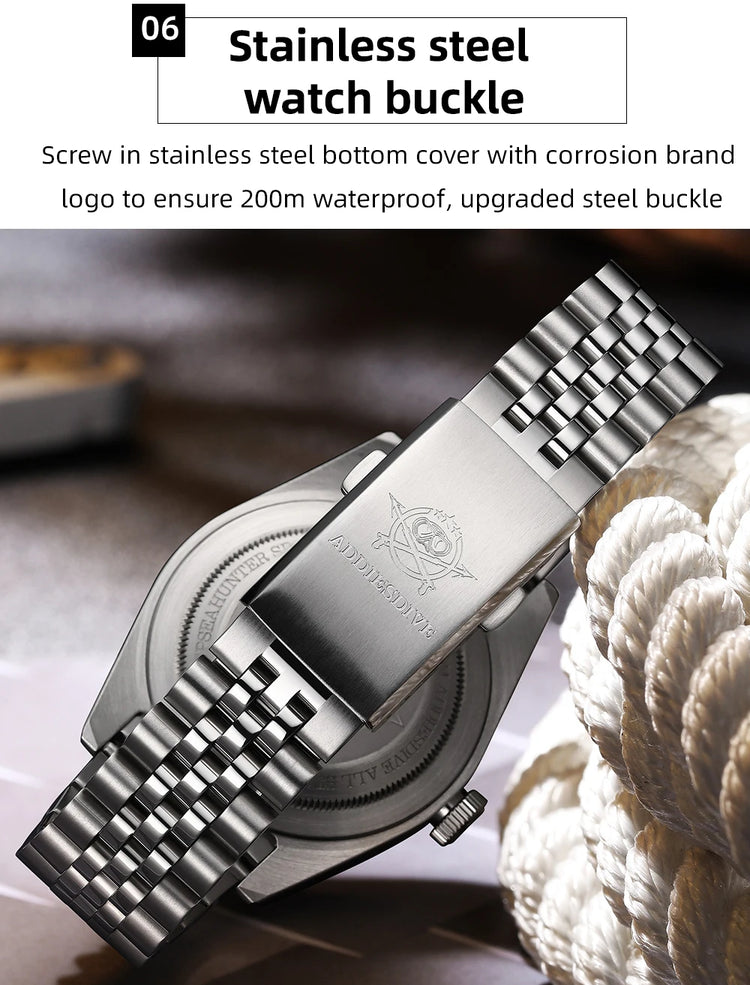 ADDIESDIVE New 40mm Luxury Men Business GMT Watch Swiss Ronda 515-24H Quartz Waterproof 200m Luminous Aluminum Ceramic Bezel