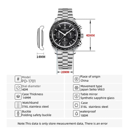 Nuovo Orologio da Uomo PAGANI DESIGN V6 Moon 2026, Orologio da Polso al Quarzo di Lusso, Cronografo Veloce, Vetro Zaffiro AR, Impermeabile, Luminoso, VK63, Regalo per Uomo