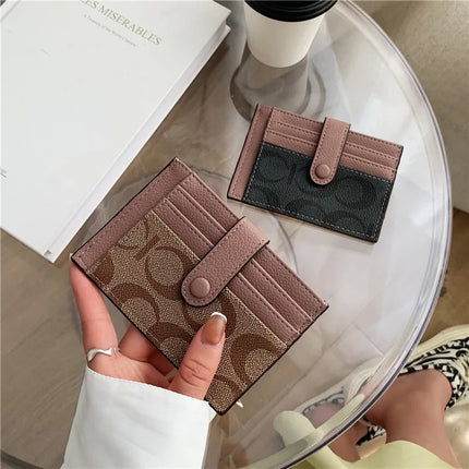 Portacarte Ultrasottile Stile Ins con Monogramma, Mini Portafoglio Corto alla Moda per Donne, Porta Carte e Documenti con Applicazioni