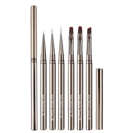 1/12Pcs Simple Nail Enhancement Brush Metal Handle Painting Drawing Flower Pen Edge Hook Uv Gel Nail Brush Nail Art Tools New