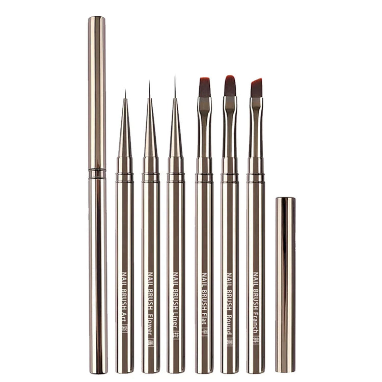 1/12Pcs Simple Nail Enhancement Brush Metal Handle Painting Drawing Flower Pen Edge Hook Uv Gel Nail Brush Nail Art Tools New