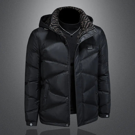 2025 Autumn And Winter Men's 90% White Duck Down Black Hooded Down Jacket Kurtka Zimowa Duck Down Jacket Mens Clothing
