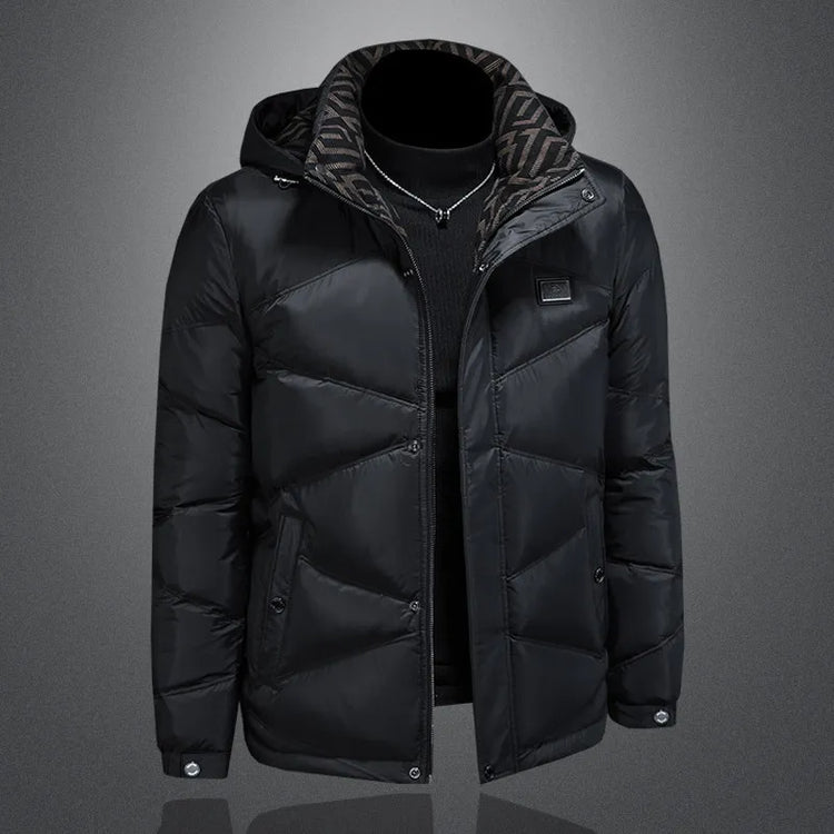 2025 Autumn And Winter Men's 90% White Duck Down Black Hooded Down Jacket Kurtka Zimowa Duck Down Jacket Mens Clothing