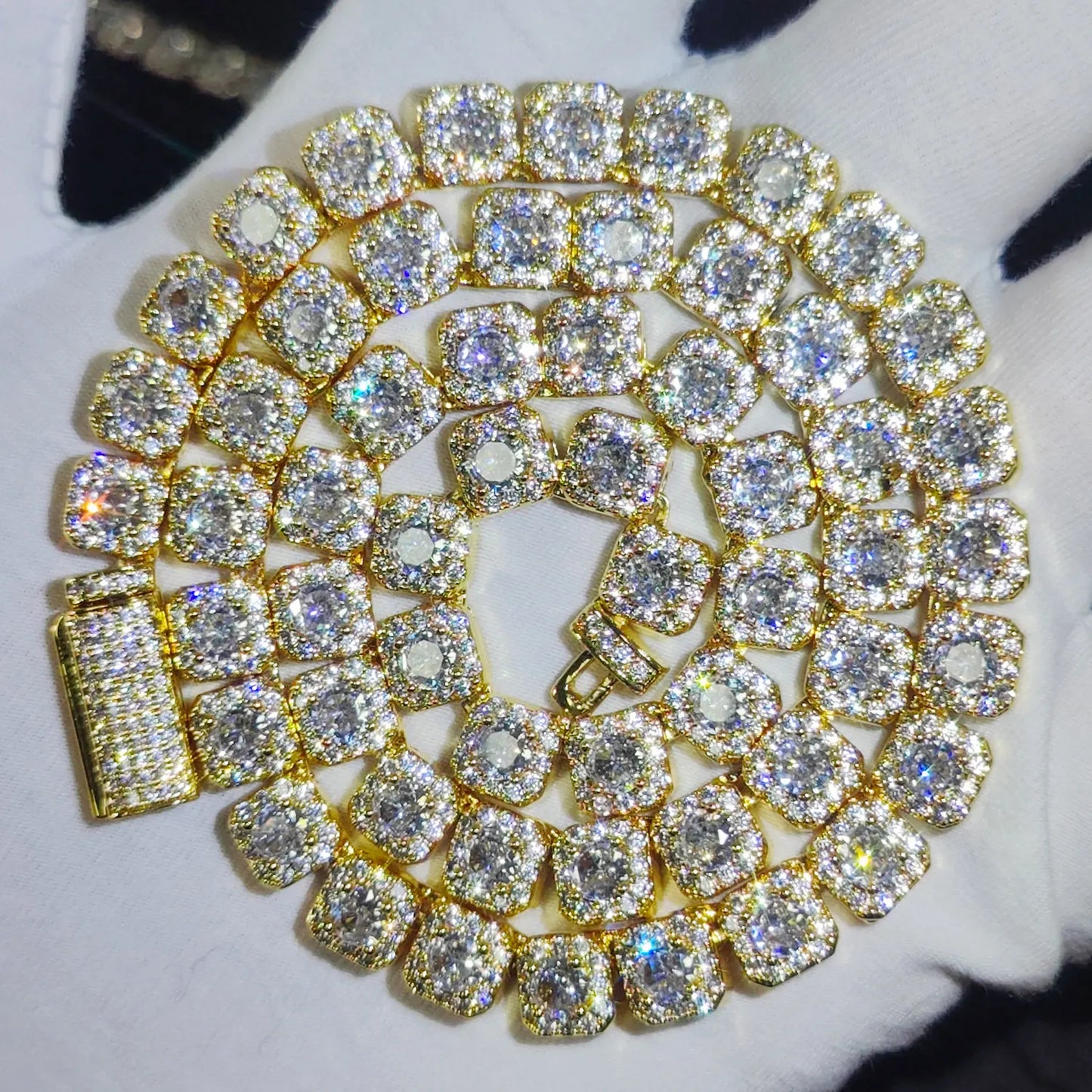 7MM 5A zircone Cluster Tennis Chain Iced Out Square Sparkling CZ Link collana regalo di anniversario per lui o per lei gioielli Hip Hop