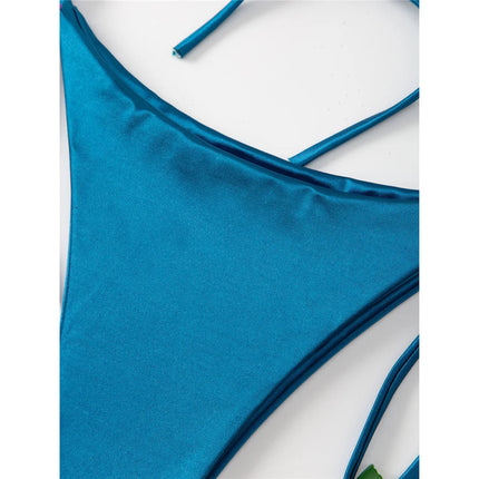 Sexy 13 colori Halter Satin Bikini brasiliano Donna Costumi da bagno Costume da bagno femminile Bikini a due pezzi Bagnante Costume da bagno Swim V4966 platinumshop