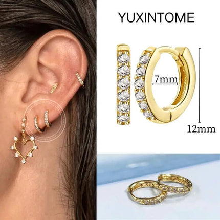 White Color Zircon Hoop Earrings 925 Sterling Silver Needle Cross/Star/Flower/Water Drop Pendant Gold Earrings Luxury Jewelry PlatiNum