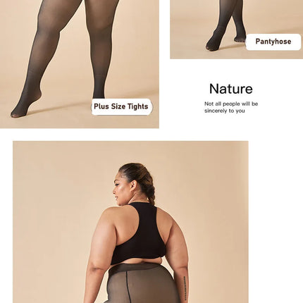 Women's Thermal Tights Fleece Lined Warm Winter High Waist Sexy Translucent Black Tights Thermal Legging Tights for Women