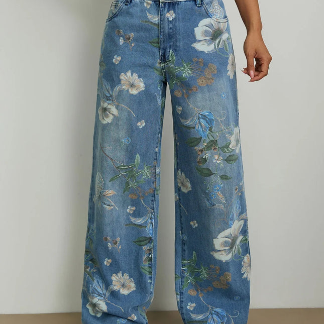 2026 Jeans stampati primaverili Pantaloni larghi a gamba dritta larghi di tendenza europea americana