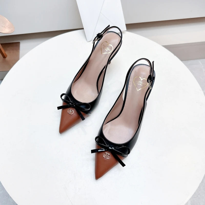 Heels sandals Gladiator summer luxury Brand 2025 bow Women High Heels Pointed toe designer Elegant Slingbacks Party Ladies Shoes