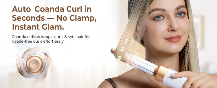 7‑In‑1 Multi‑Functional Hot Air Hair Styling Set,626-1- Curling Wand, Hair Dryer, Straightening Comb, Round Brush, Interchangeable Heads Household Salon Hair Care Styling Instrument