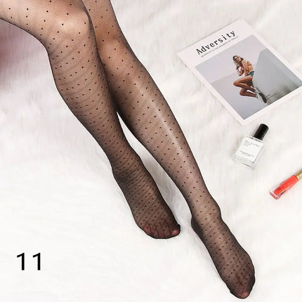 Calzamaglia da donna Sexy Plus Size calze di seta a pois piccole calze sottili Vintage finte calze da tatuaggio collant calzetteria femminile