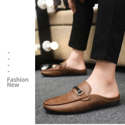 Mocassini Estivi da Uomo in Pelle Comodi e Leggeri, Scarpe Casual Morbide e Piatte, Ciabatte Quotidiane da Uomo